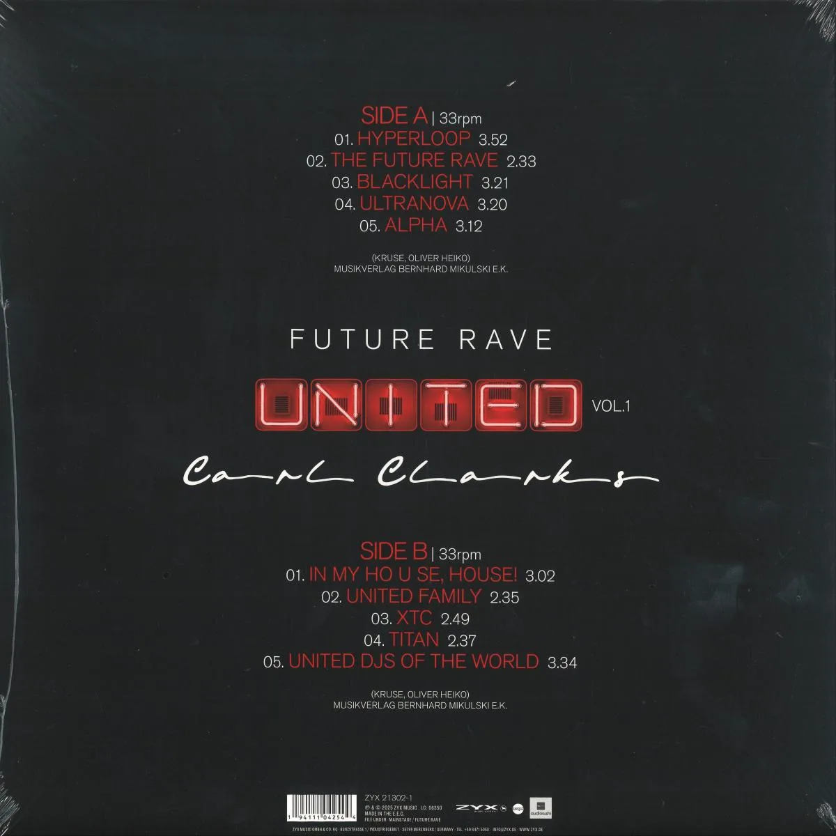 Обратная сторона обложки — CARL CLARKS — Future Rave United Vol. 1 LP