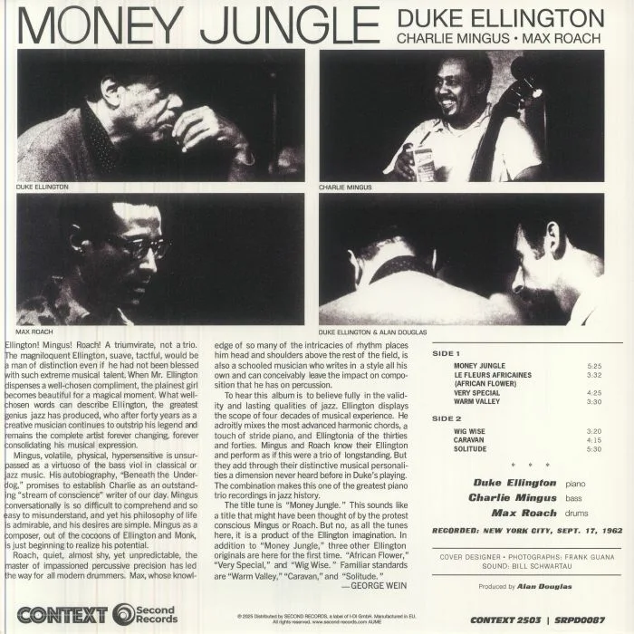 Обратная сторона обложки — Duke ELLINGTON / CHARLES MINGUS / MAX ROACH — Money Jungle (reissue)
