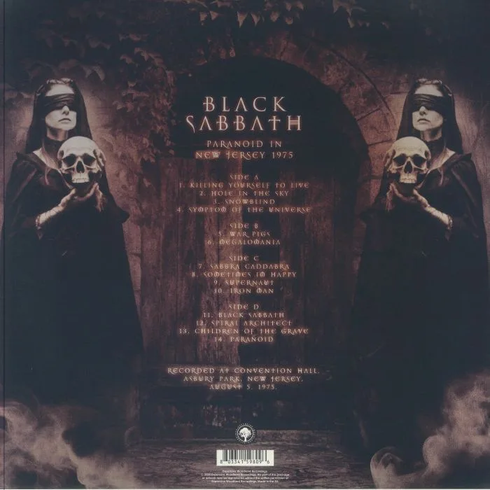 Back cover — BLACK SABBATH — Paranoid In New Jersey 1975