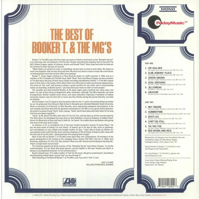 Обратная сторона обложки — The BOOKER T & MGs — The Best Of Booker T & The MGs