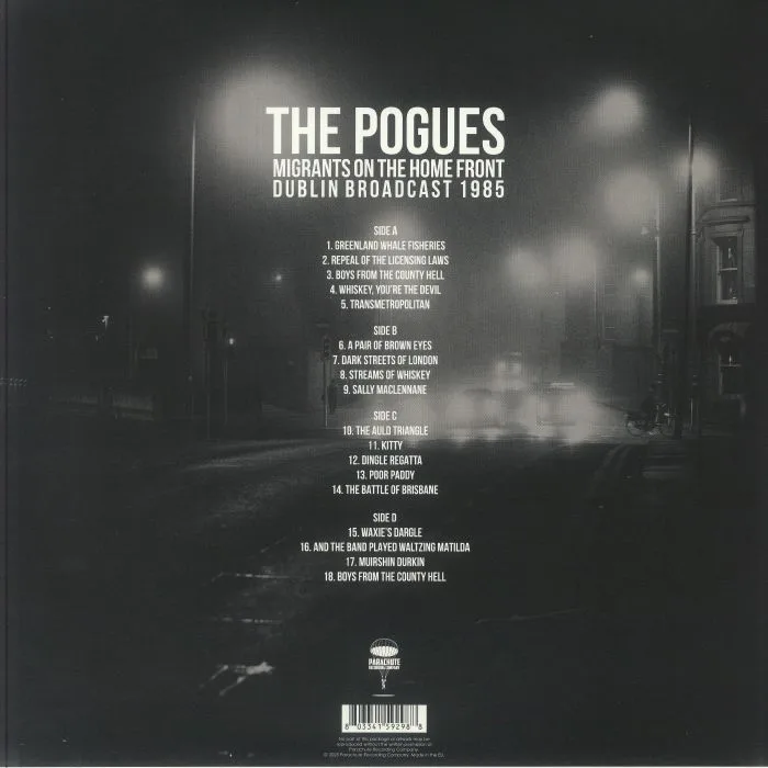 Back cover — The POGUES — Migrants On The Home Front: Dublin Broadcast 1985