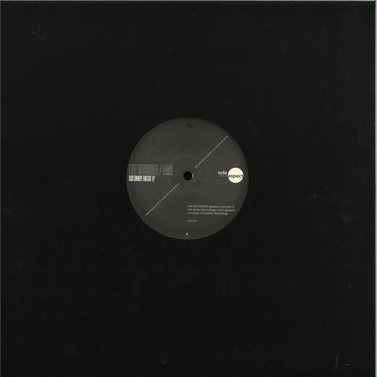Back cover — Life Recorder / Laak — Customary Finesse EP