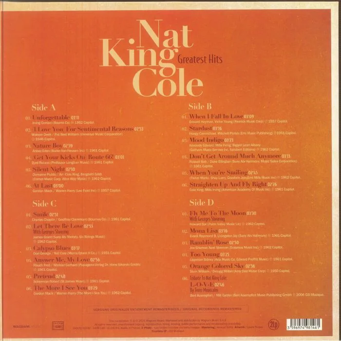 Back cover — Nat King COLE — Greatest Hits