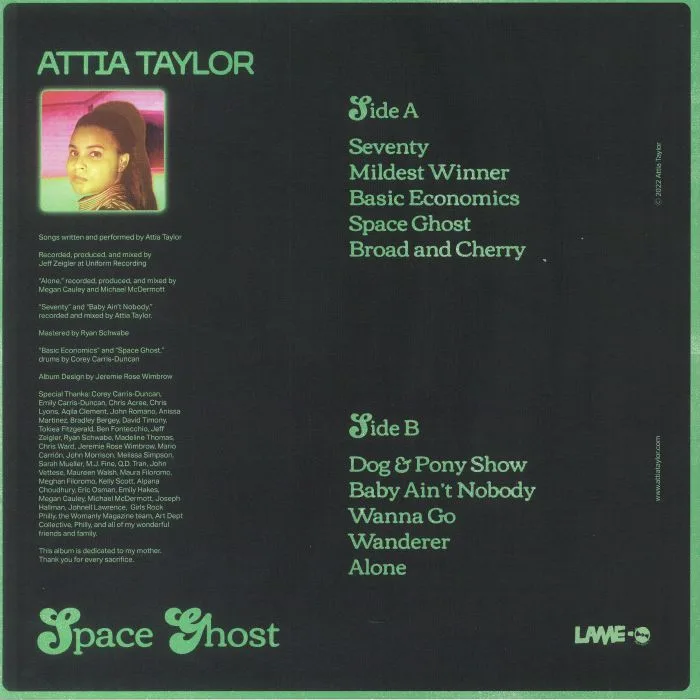 Back cover — Attia TAYLOR — Space Ghost