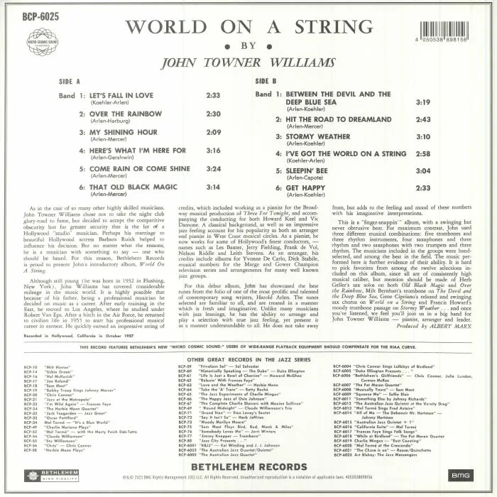 Back cover — John WILLIAMS — World On A String