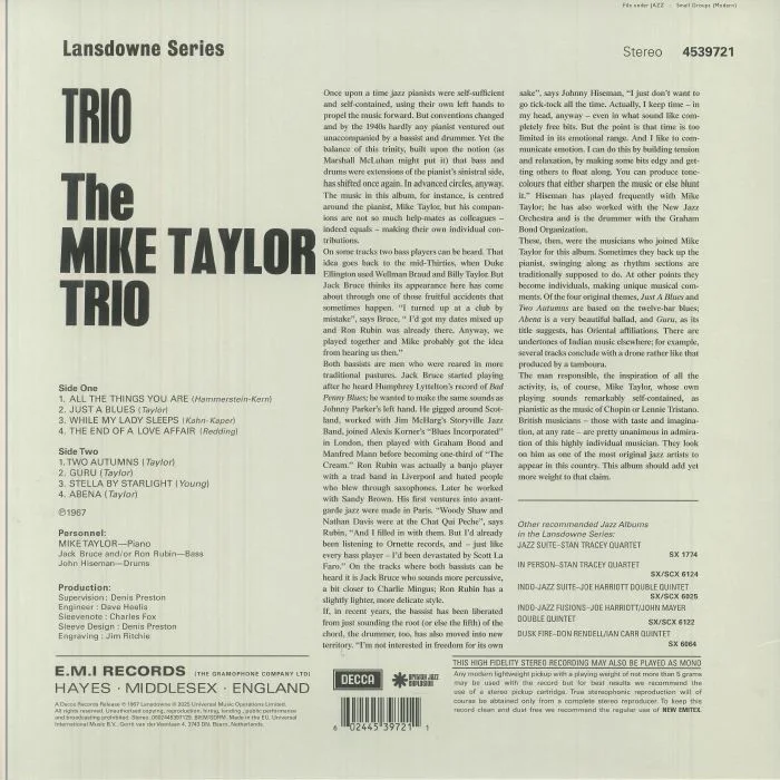 Обратная сторона обложки — Mike TAYLOR — Trio