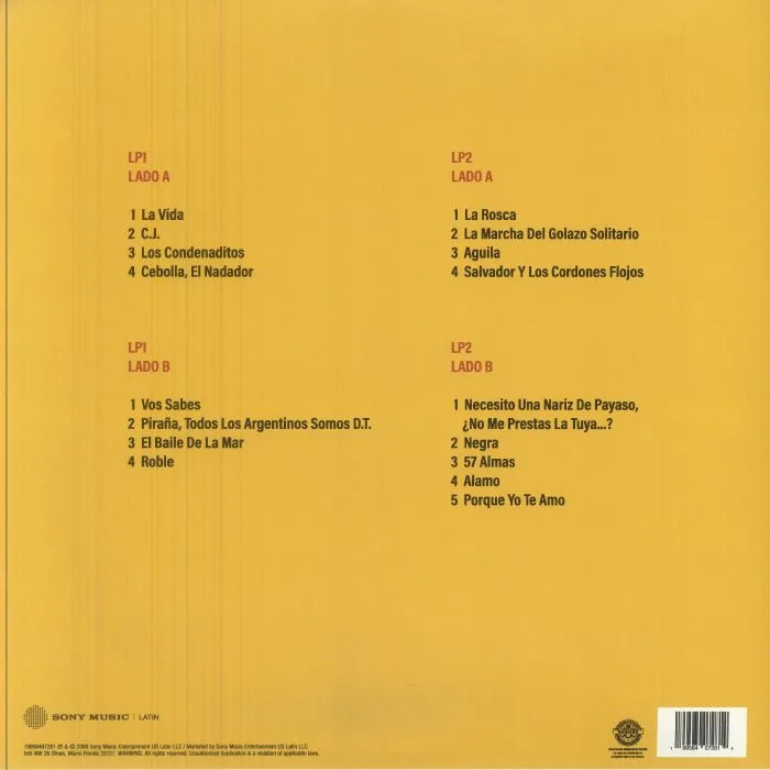Back cover — FABULOSOS CADILLLACS — Marcha Del Golazo Solitario