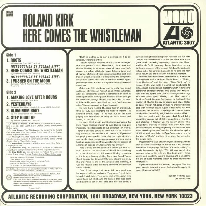 Back cover — Roland KIRK — Here Comes The Whistleman