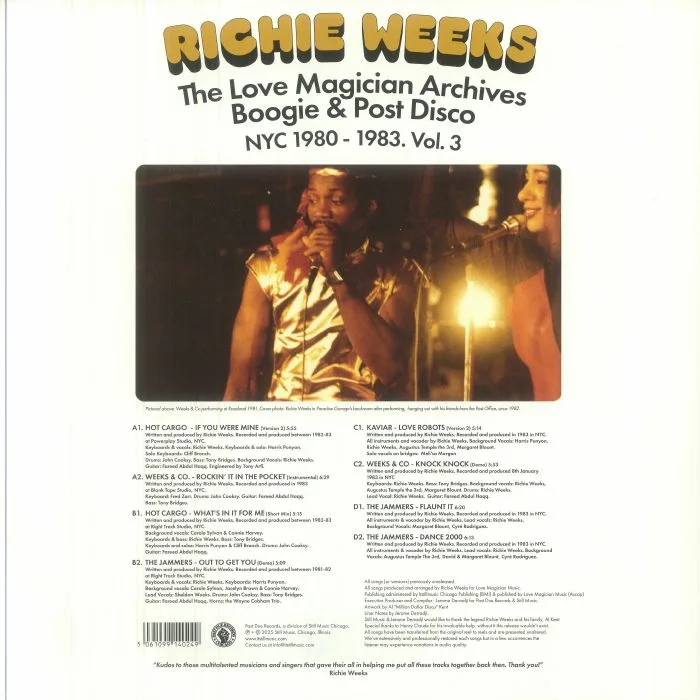 Back cover — Richie WEEKS / VARIOUS — The Love Magician Archives: Boogie & Post Disco NYC 1980-1983 Vol 3