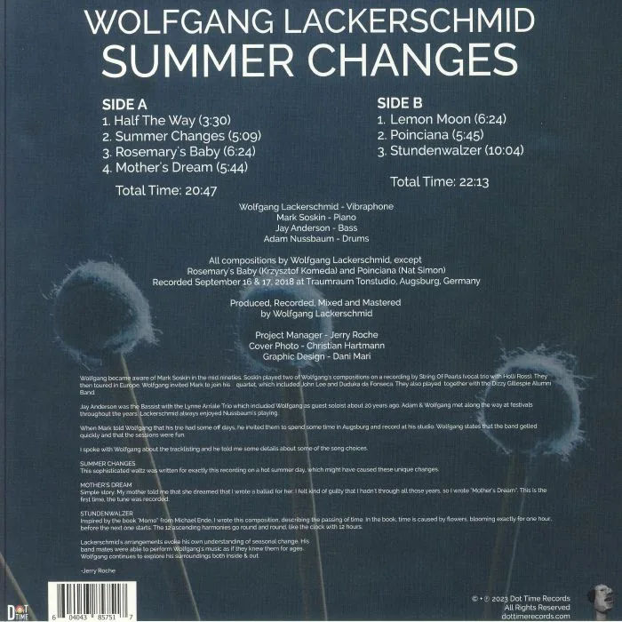 Back cover — Wolfgang LACKERSCHMID — Summer Changes (Record Store Day RSD Black Friday 2023)