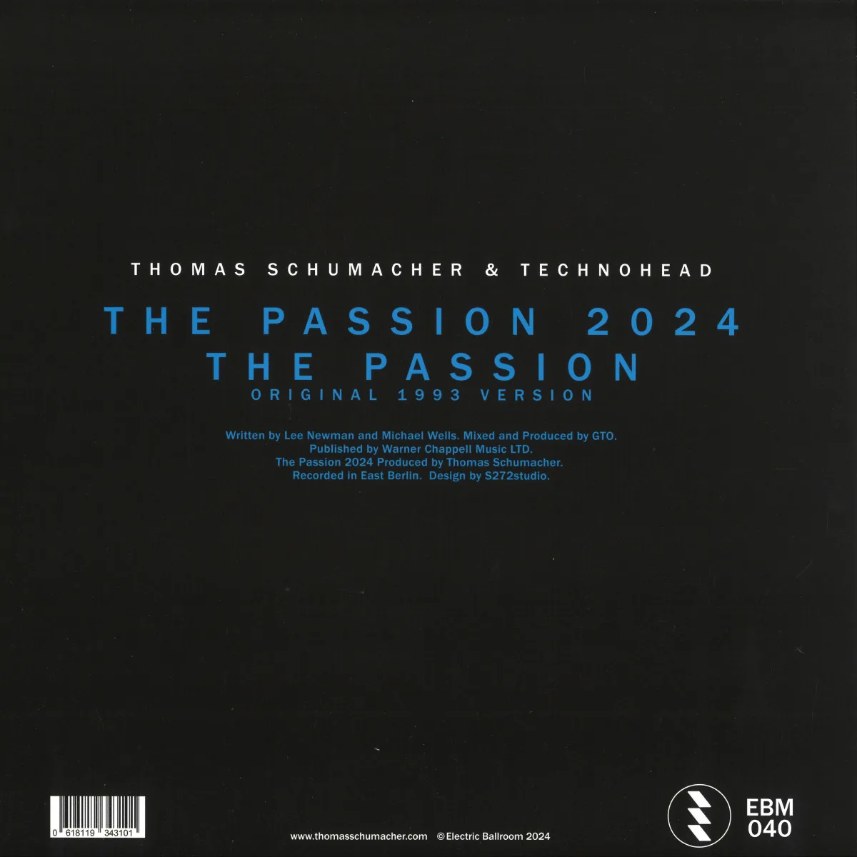 Обратная сторона обложки — Thomas Schumacher & Technohead — The Passion 2024