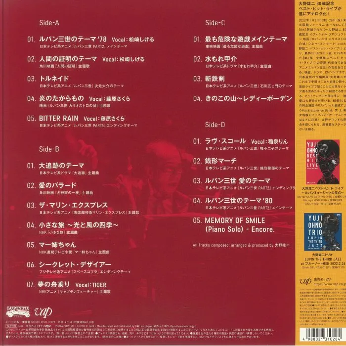 Обратная сторона обложки — Yuji OHNO — B8est Hit Live Roots Of Lupin Music At Tokyo International Forum Hall A 2022 / 1 / 28 (Soundtrack)