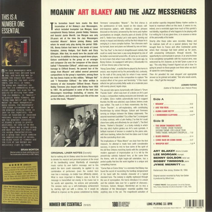 Back cover — Art BLAKEY & THE JAZZ MESSENGERS — Moanin' (reissue)