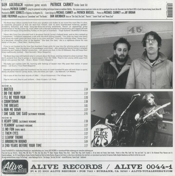 Back cover — The BLACK KEYS — The Big Come Up