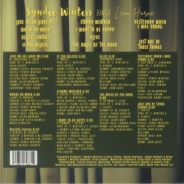 Back cover — Syndee WINTERS — Syndee Winters Sings Lena Horne