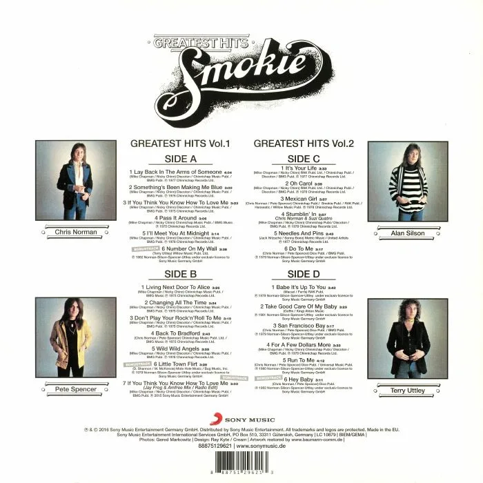 Обратная сторона обложки — SMOKIE — Greatest Hits Vol 1 & Vol 2