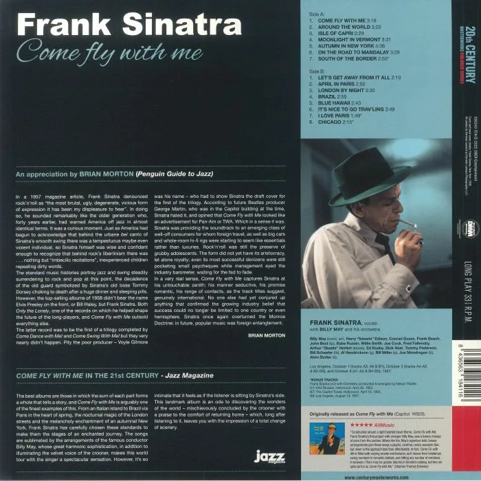 Обратная сторона обложки — Frank SINATRA — Come Fly With Me