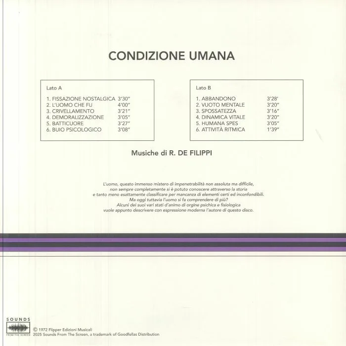 Back cover — Rino DE FILIPPI — Condizione Umana