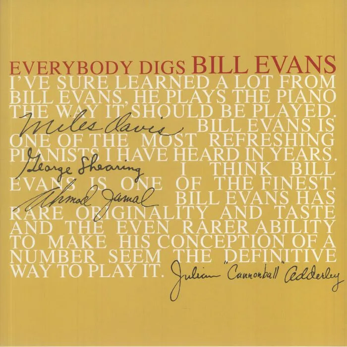 Лицевая сторона обложки — BILL EVANS TRIO — Everybody Digs Bill Evans