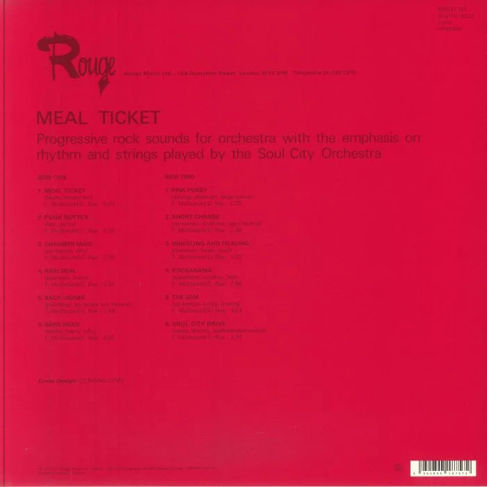 Back cover — SOUL CITY ORCHESTRA — Meal Ticket (reissue)