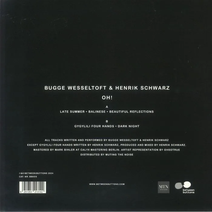 Обратная сторона обложки — Bugge WESSELTOFT / HENRIK SCHWARZ — Oh!
