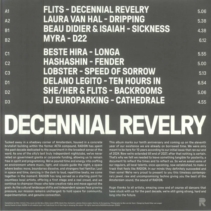 Обратная сторона обложки — VARIOUS — Radion Decennial Revelry