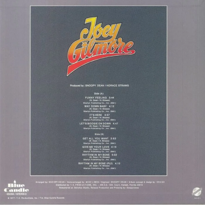 Back cover — Joey GILMORE — Joey Gilmore (reissue)