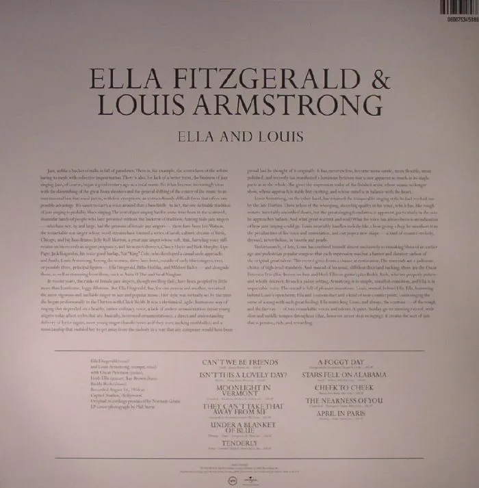 Back cover — Ella FITZGERALD / LOUIS ARMSTRONG — Ella & Louis