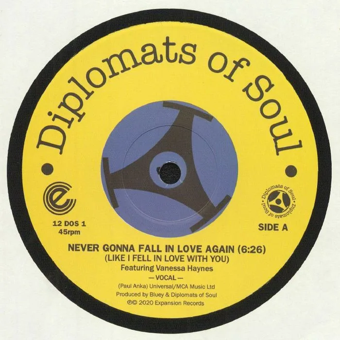 Лицевая сторона обложки — DIPLOMATS OF SOUL — Never Gonna Fall In Love Again (Like I Fell In Love With You)