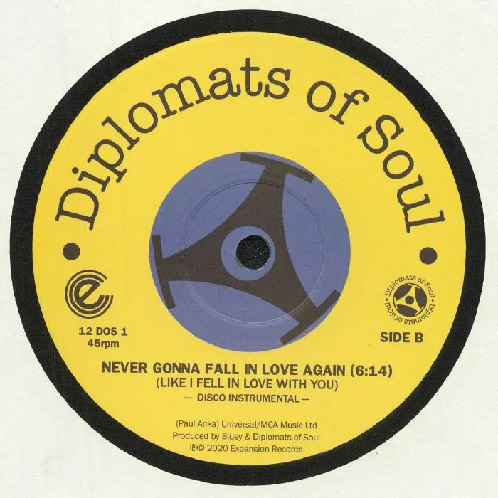 Обратная сторона обложки — DIPLOMATS OF SOUL — Never Gonna Fall In Love Again (Like I Fell In Love With You)