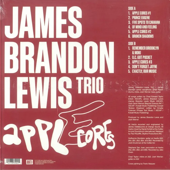 Обратная сторона обложки — JAMES BRANDON LEWIS TRIO — Apple Cores