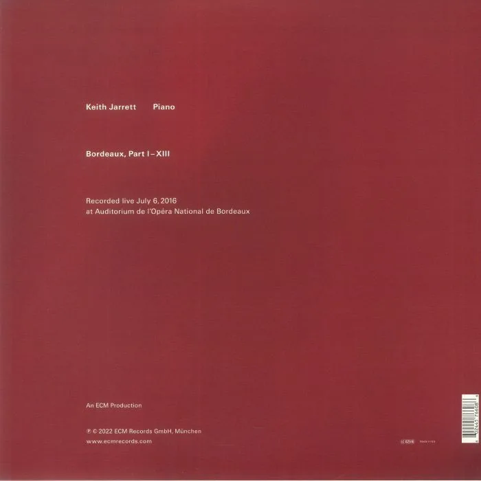 Обратная сторона обложки — Keith JARRETT — Bordeaux Concert