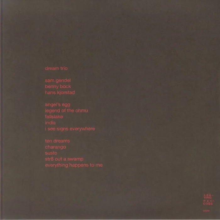 Back cover — Sam GENDEL / BENNY BOCK / HANS KJORSTAD — Dream Trio
