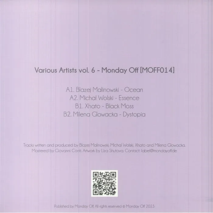 Back cover — Blazej MALINOWSKI / MICHAL WOLSKI / XHATO / MILENA GLOWACKA — Various Artists Vol 6