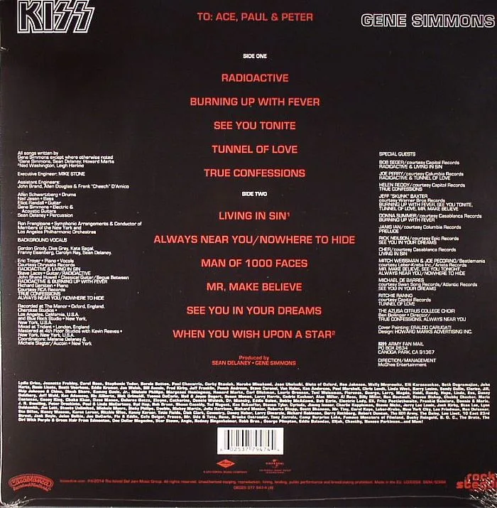 Back cover — KISS — Gene Simmons