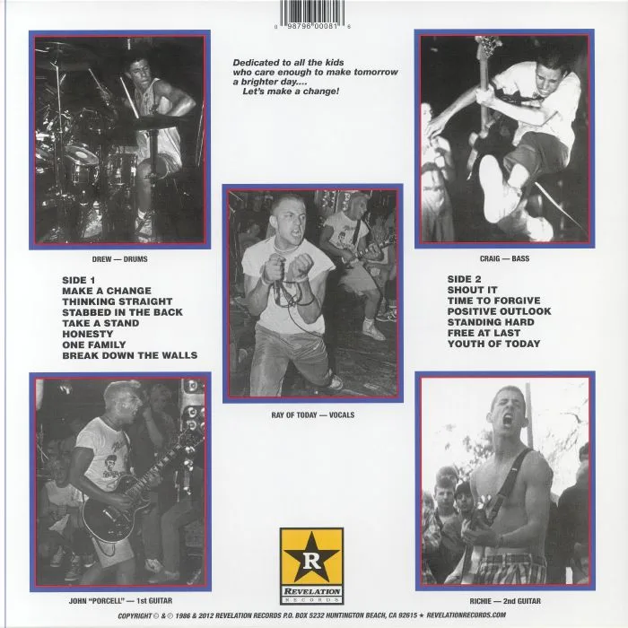 Обратная сторона обложки — YOUTH OF TODAY — Break Down The Walls (reissue)