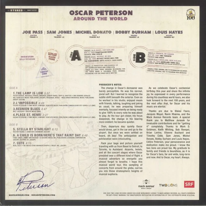 Back cover — Oscar PETERSON — Around The World