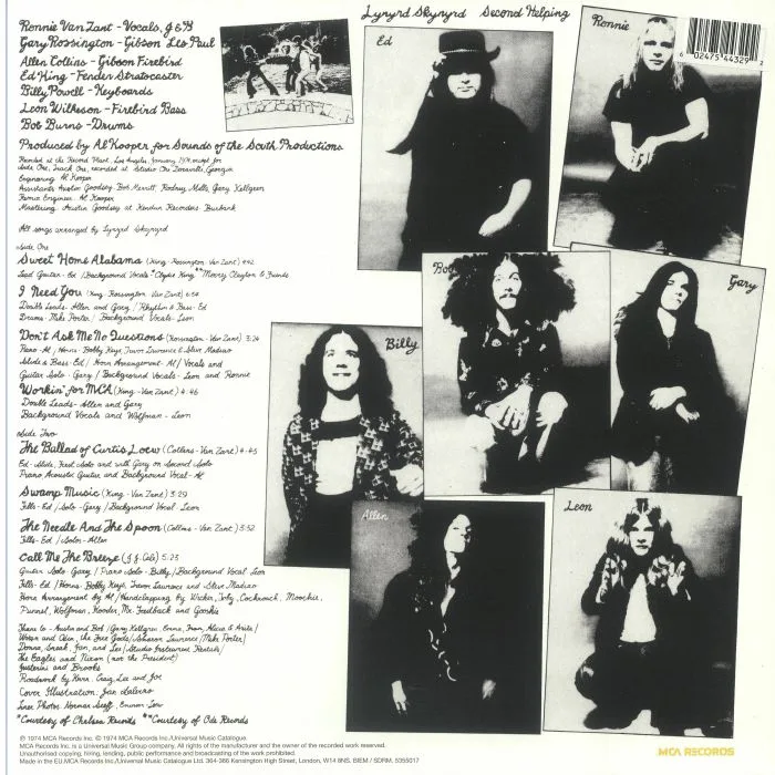 Back cover — LYNYRD SKYNYRD — Second Helping (reissue)