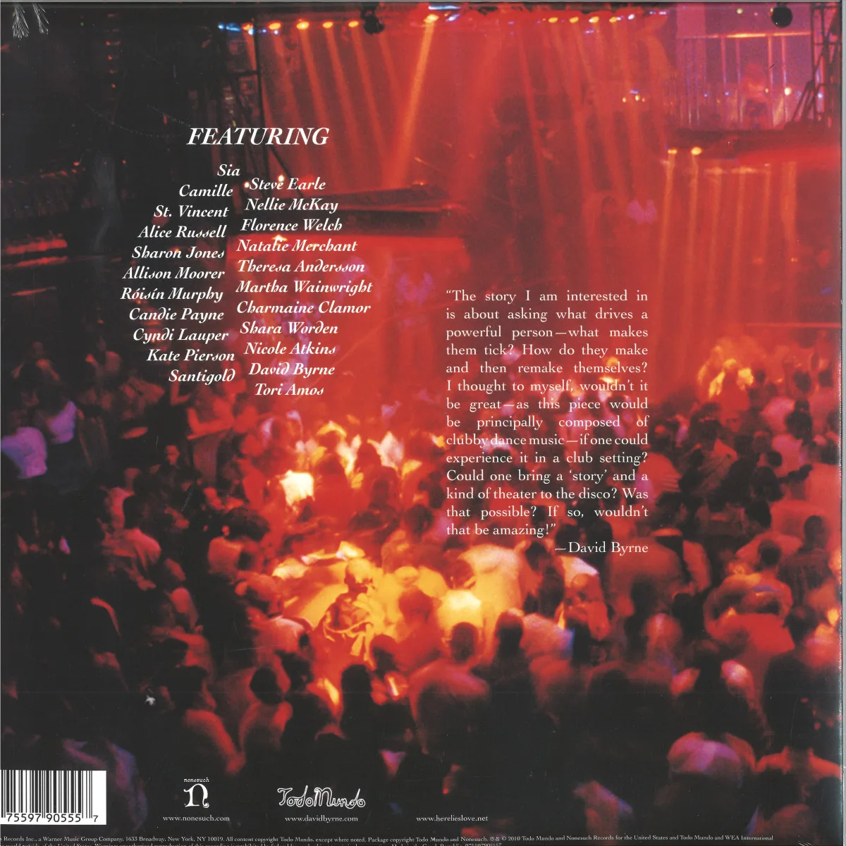 Обратная сторона обложки — David Byrne&Fatboy Slim — HERE LIES LOVE LP 2x12"