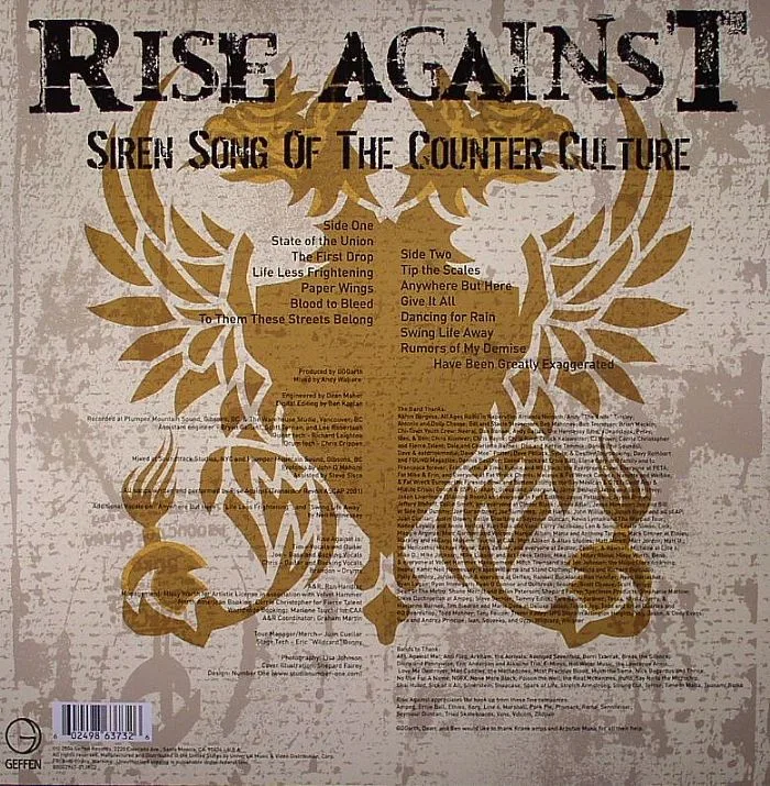 Back cover — RISE AGAINST — Siren Song Of The Counter Culture