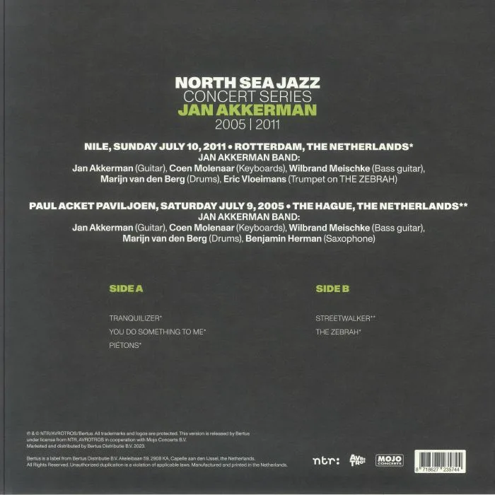 Обратная сторона обложки — Jan AKKERMAN — North Sea Jazz Concert Series