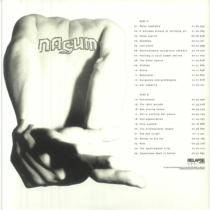 Обратная сторона обложки — NASUM — Human 2.0 (reissue)