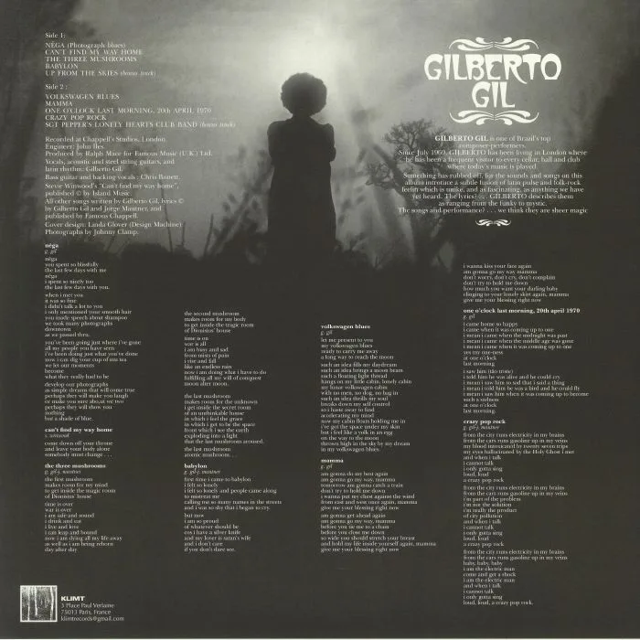 Обратная сторона обложки — Gilberto GIL — Gilberto Gil