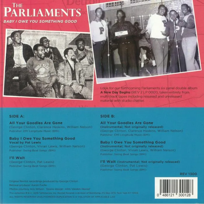 Back cover — The PARLIAMENTS — Baby I Owe You Something Good