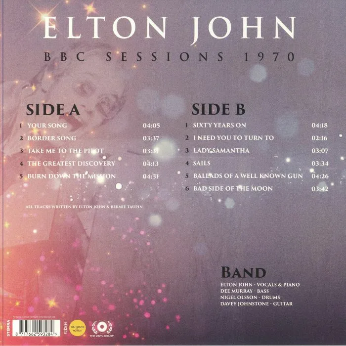 Back cover — Elton JOHN — BBC Sessions 1970