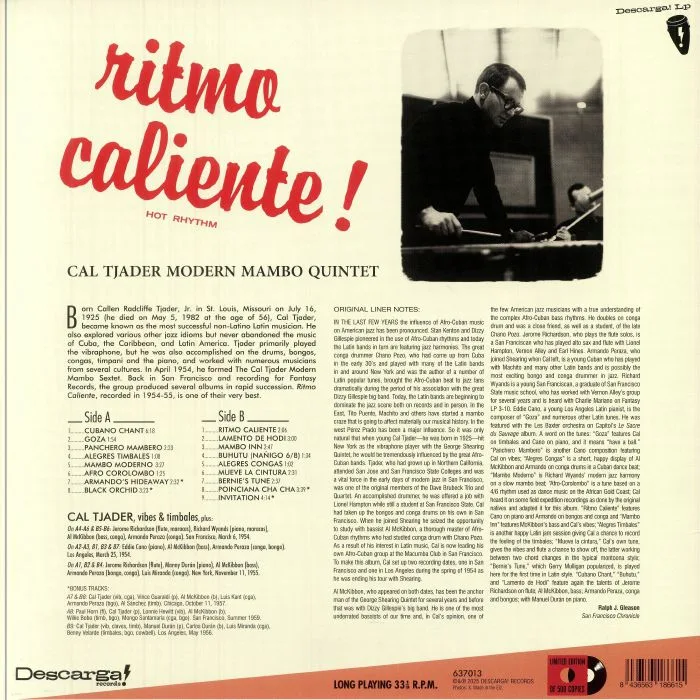 Обратная сторона обложки — Cal TJADER — Ritmo Caliente