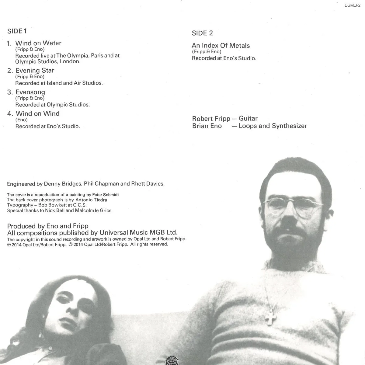 Back cover — FRIPP & ENO — EVENING STAR LP