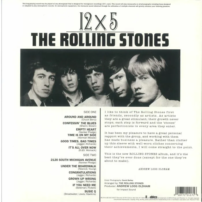 Back cover — The ROLLING STONES — 12x5 (reissue)