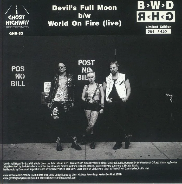 Back cover — BARB WIRE DOLLS — Devil's Full Moon