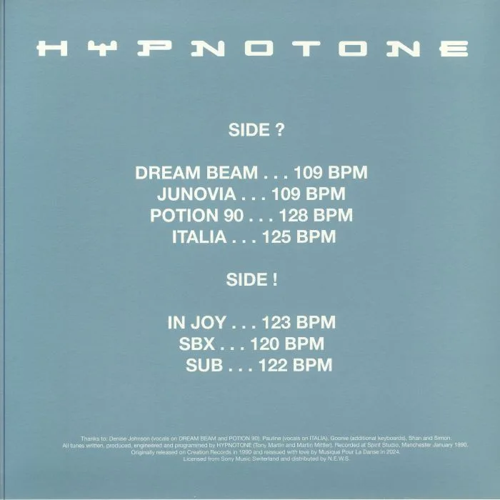 Обратная сторона обложки — HYPNOTONE — Hypnotone